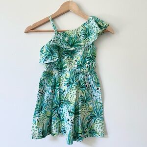 Janie & Jack Tropical Green Floral Dress Size 5 Girls Vacation Cruise Beach